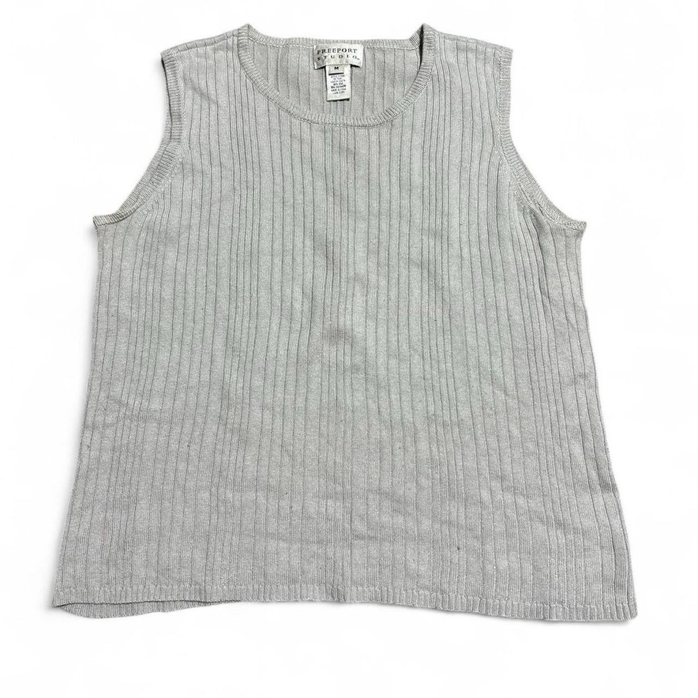 Freeport Studio Grey Ribbed Sweater Tank Top